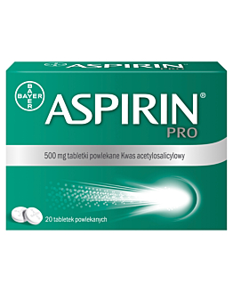 Aspirin Pro 500 mg, 20 Tabletek powlekanych