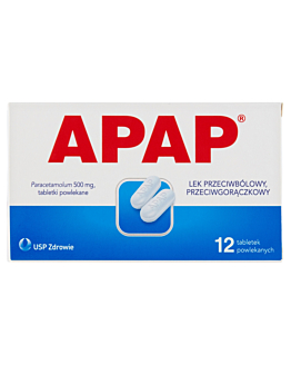 Apap 500 mg 12 Tabletek powlekanych
