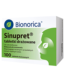 Sinupret, Lek na stany zapalne zatok, 100 tabletek