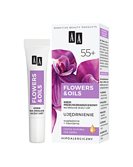 AA Flowers & Oils 55+ Rassodante Crema Anti-Rughe per Contorno Occhi e Labbra 15 ml