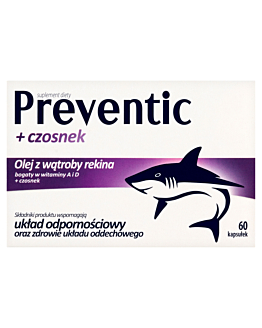Preventic Edycja Specjalna, Olej z wątroby rekina + czosnek, Kapsułki