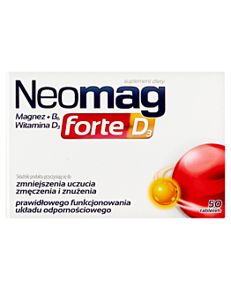 NeoMag Forte, Suplement diety z magnezem, witaminą B6 i D, Tabletki
