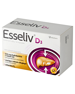 Esseliv D3, Suplement diety wspomagający pracę wątroby, Tabletki