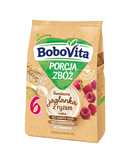 Bobovita Kaszka Porcja Zbóż Bezmleczna Jaglano - Ryżowa Malina