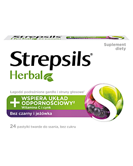 Strepsils Herbal Bez Czarny i Jeżówka, Pastylki do ssania