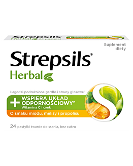 Strepsils Herbal, Smak miodu, melisy i propolisu, Pastylki do ssania