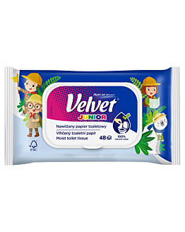 Velvet Junior Carta Igienica Umidificata per Bambini, 48 Pezzi