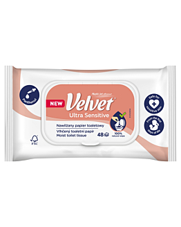 Velvet Ultra Sensitive Nawilżany papier toaletowy, 48 szt.