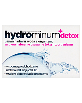 Hydrominum + Detox, Suplement diety wspomagający usuwanie nadmiaru wody i  toksyn z organizmu, Tabletki