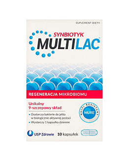 Multilac Suplement diety zawierający żywe kultury bakterii, 10 kaps.