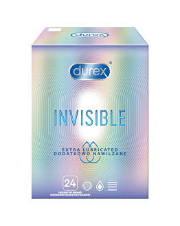 Durex Invisible Dodatkowe nawilżenie Prezerwatywy, 24 szt.
