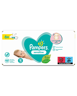 Pampers Sensitive chusteczki pielęgnacyjne, 6x80 szt.