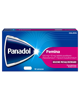 Panadol Femina 500 mg+10 mg Lek na bóle menstruacyjne, 10 Tabl.