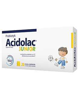 Acidolac Junior, Probiotyk dla dzieci, Misio-tabletki o smaku białej czekolady