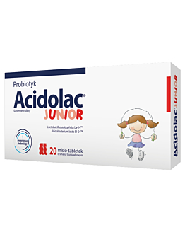 Acidolac Junior, Probiotyk dla dzieci, Misio-tabletki o smaku truskawkowym
