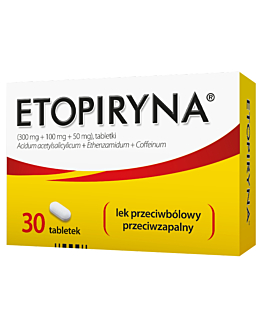 Etopiryna Tabletki na ból głowy 300 mg + 100 mg + 50 mg, 30 tabl.