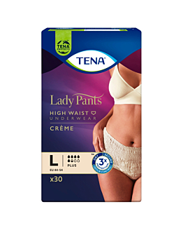 Tena Lady Pants Plus,  Majtki chłonne dla kobiet, Kolor Creme, Large, 30 Sztuk