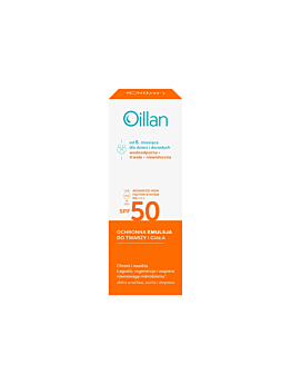Oillan Sun Ochronna emulsja przeciwsłoneczna do twarzy i ciała z filtrem SPF50+ do skóry wrażliwej