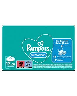 Pampers Fresh Clean Chusteczki nawilżane, 12x52 szt.