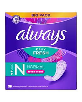 Always Wkładki Higieniczne Dailies Normal Fresh & Protect, 58 szt.