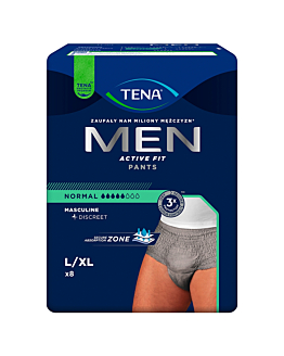 Tena Men Active Fit Pants Normal Kolor szary 95-130 cm Rozmiar L/XL,  8 sztuk
