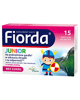 Fiorda Junior Pastylki do ssania Smak malinowy, 15 szt.