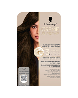 Schwarzkopf Creme Supreme, Farba do włosów, 4-0 Naturalny Brąz