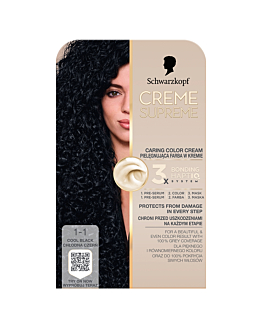 Schwarzkopf Creme Supreme, Farba do włosów, 1-1 Chłodna Czerń