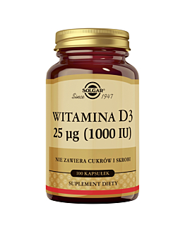 Solgar Naturalna witamina D3 25 µg 1000 IU Kapsułki