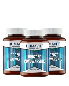 Humavit Drożdże piwowarskie, 3x250 tabletek