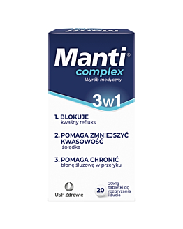 Manti Complex 3w1 Preparat na refluks Tabletki do rozgryzania i żucia