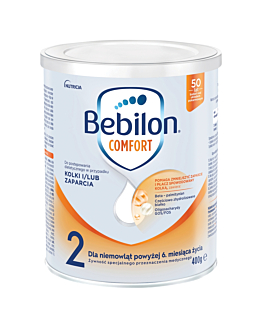 Bebilon Comfort 2 Do postępowania dietetycznego w przypadku kolki i/lub zaparć Dla niemowląt po 6 m.ż., 400 g