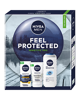 Nivea zestaw Men Feel Protected: Żel do mycia ciała + Żel do mycia twarzy + Krem do twarzy