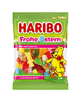 Haribo Frohe Ostern, Mieszanka żelek o smaku owocowym, pianko-żelek i galaretek z posypką cukrową