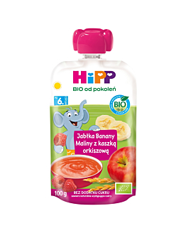 Hipp BIOMus Owocowy Jabłka-Banany-Maliny z Orkiszem Po 6 Miesiącu