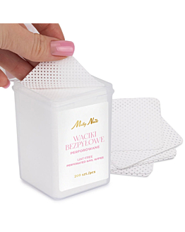MollyNails Waciki Bezpyłowe Perforowane Do Paznokci Białe 5 × 5 cm 200 szt.