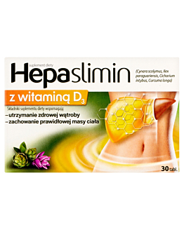 Hepaslimin z Wit. D3, Preparat wspomagający pracę wątroby, Tabletki