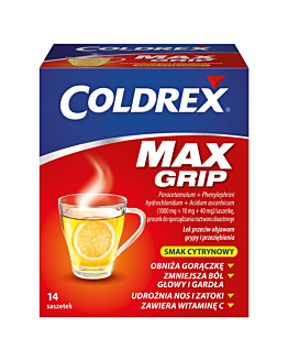 Coldrex Maxgrip (1000 mg +10 mg + 40 mg) Proszek w saszetkach Smak cytrynowy