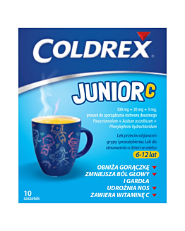 Coldrex Junior C proszek do sporządzania zawiesiny doustnej 300mg+20mg+5mg 10 sasz.