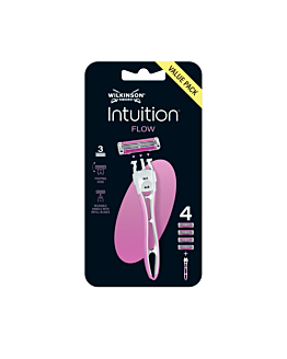 Wilkinson Intuition Hybrid Flow, Rasoio da donna, Manico + 4 ricariche