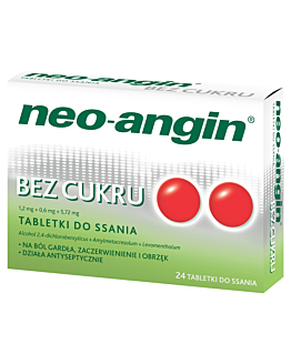 Neo-Angin b/cukru 1,2mg+600mcg+5,72mg tabletki do ssania
