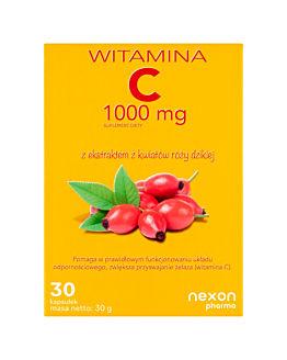 Nexon Witamina C 1000 mg z Ekstraktem z Kwiatów Róży Dzikiej, kapsułki 30 szt.