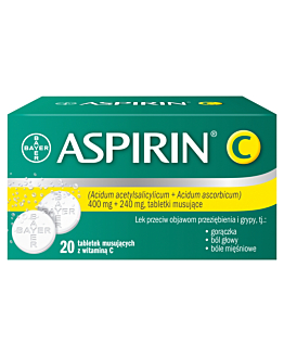 Aspirin C 400 mg + 240 mg, 20 Tabletek musujących