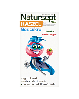 Natursept Med Kaszel, Lizaki bez cukru, Smak malinowy