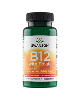 Swanson  B-12 with Folate Smak truskawkowy Tabletki do ssania