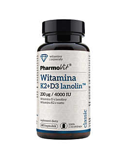 PharmoVit Classic Witamina K2 + D3 Lanolin 200 mcg/4000 IU Kapsułki