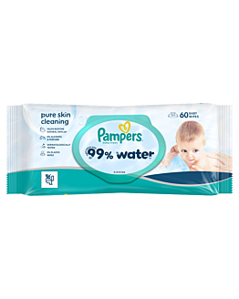Pampers Aqua, Chusteczki nawilżane, 60 szt.