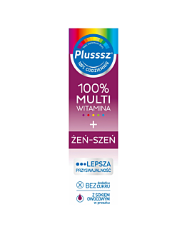 Plusssz 100% Multiwitamina + Żeń-Szeń, Tabletki musujące