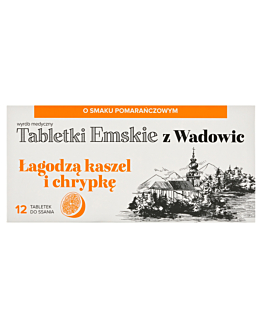 Polski Lek Tabletki Emskie z Wadowic, Smak Pomarańczowy, tabl. do ssania, 12 szt.