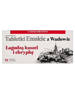 Polski Lek Tabletki Emskie z Wadowic, Smak Miętowy, tabl. do ssania, 12 szt.